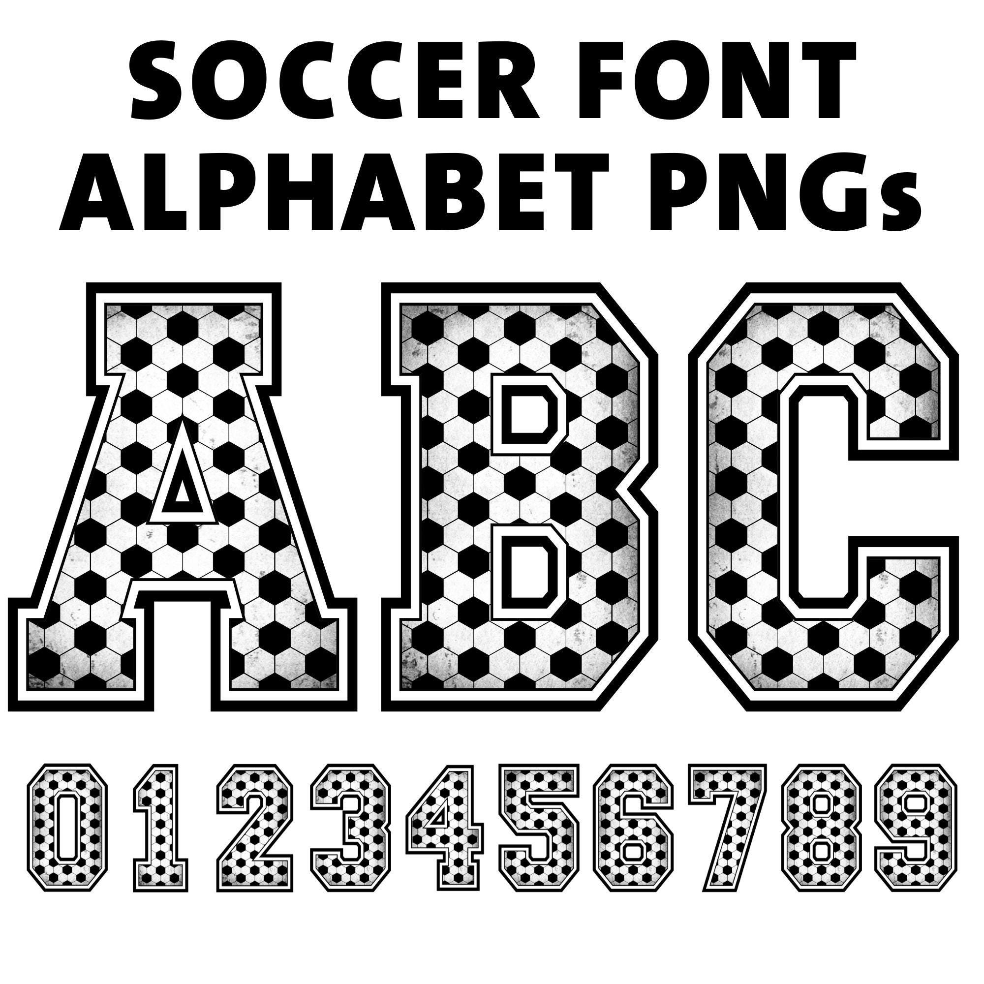 Soccer Font PNG Bundle: Varsity Letters, Doodle Sublimation (Digital Download)