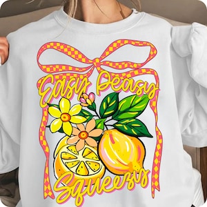 Preppy Lemon Summer PNG, Coquette Bow Lemonade Design, Easy Peasy Lemon PNG, Girly Summer Shirt Sublimation, Trendy Cottage Core Art