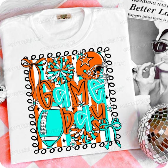 Preppy Coquette Football Clipart: Cheerleader Spirit PNG, Game Day Art for Sublimation & Digital Download