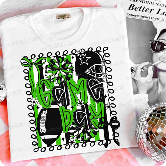 Preppy Football Mom Clipart: Coquette Cheerleader Spirit PNG for Game Day Sublimation