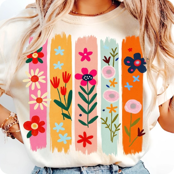 Boho Wildflower Brushstroke PNG: Floral Doodle Design (Digital Download)