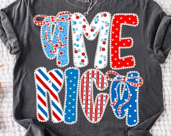Coquette Floral America Glitter PNG, Preppy 1776 USA, 4th of July Stars Stripe, Girly Patriotic Sublimation Design, Retro Memorial Day