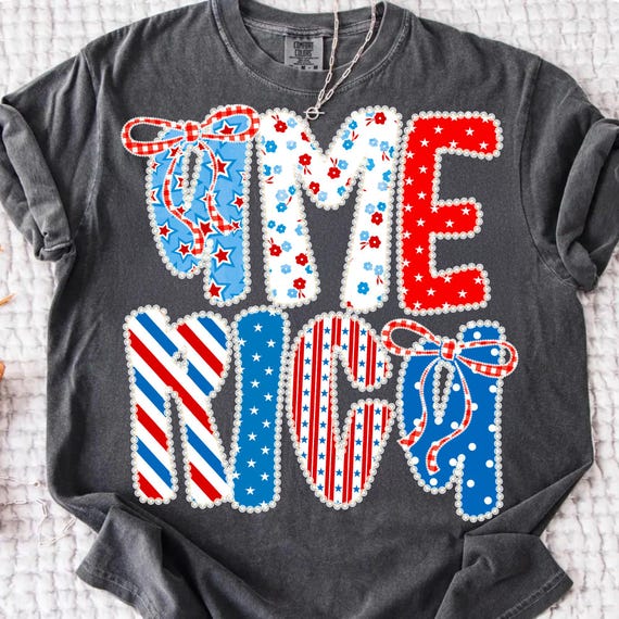 Patriotic Coquette Floral America Glitter PNG: Sublimation Design Digital Download for July 4th