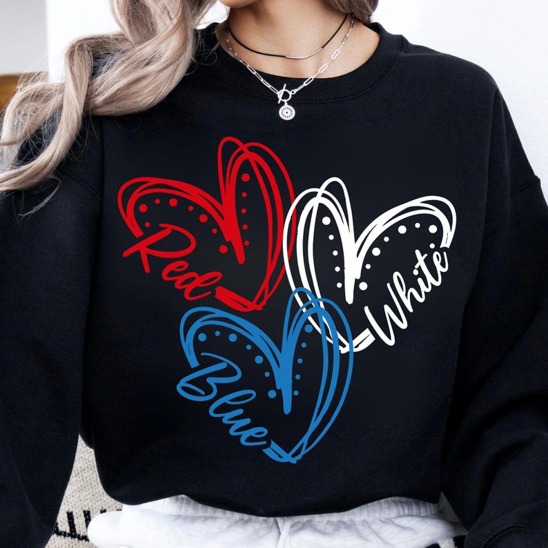 July 4th Heart Clipart for DIY Apparel and Decor