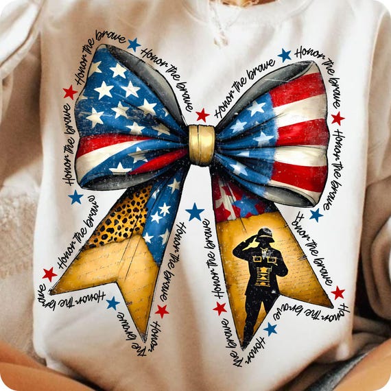 Coquette American PNG: Retro Patriotic Bow, 4th of July (Digital Download)