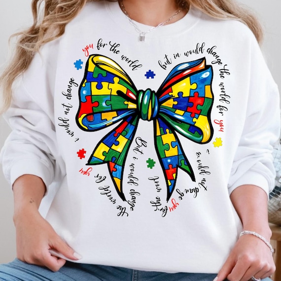 Autism Awareness Coquette Bow PNG: Ribbon Design, Sublimation (Digital File)