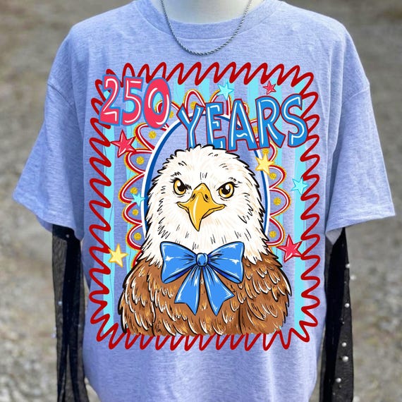 USA 250 Years PNG Patriotic Eagle Coquette Bow Sublimation Design America 250th Anniversary Design Preppy Grandmillennial 4th of July PNG