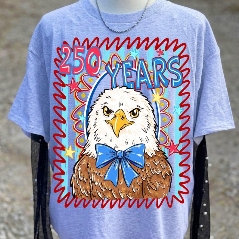 USA 250 Years PNG Patriotic Eagle Coquette Bow Sublimation Design America 250th Anniversary Design Preppy Grandmillennial 4th of July PNG