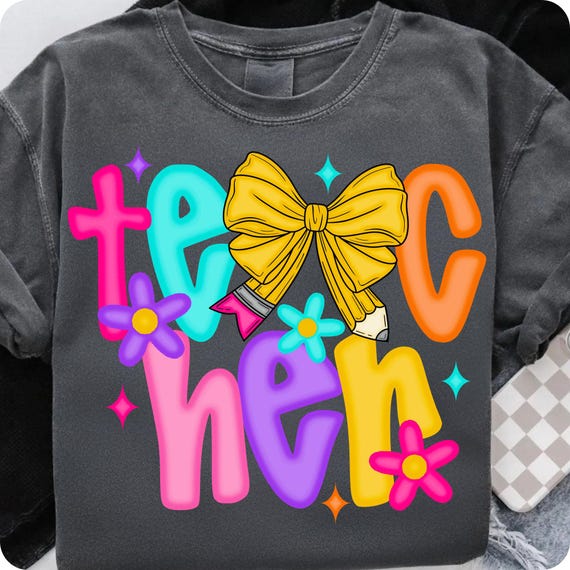 Preppy Teacher Coquette PNG: Pink Bow Floral Design (Digital Download)