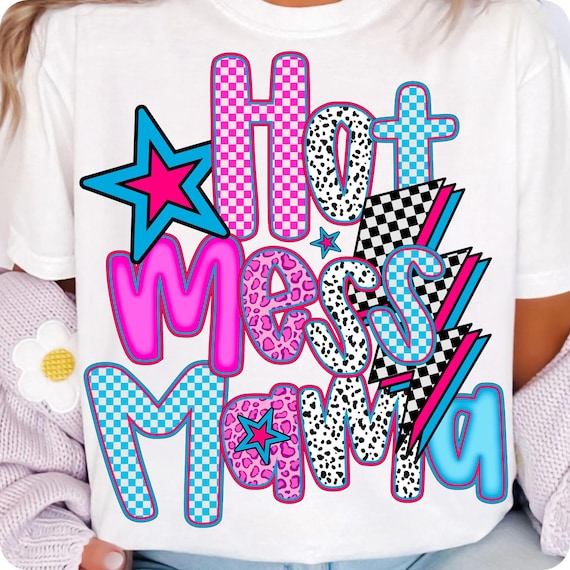 Hot Mess Mama PNG: Leopard Print Retro Design (Digital Download)