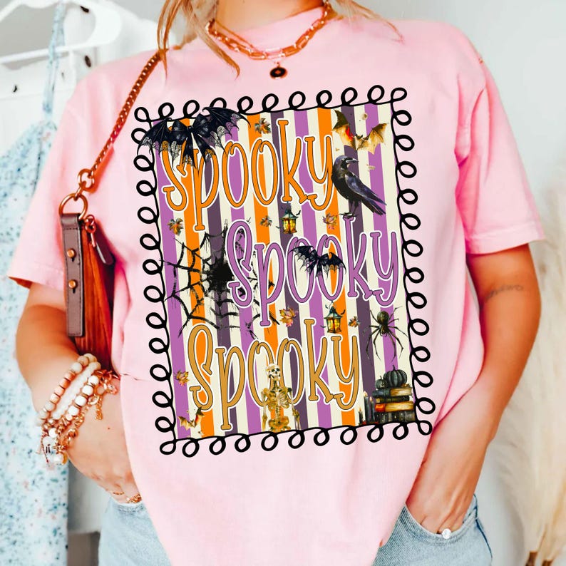 Halloween Spooky Preppy PNG, Retro Pumpkin Sublimation Design, Cute Spooky Fall Shirt PNG, Preppy Halloween Digital Download