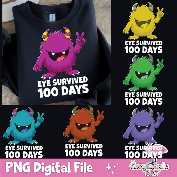 100 Days of School Monster PNG: Googly Eye Design (Digital Download)