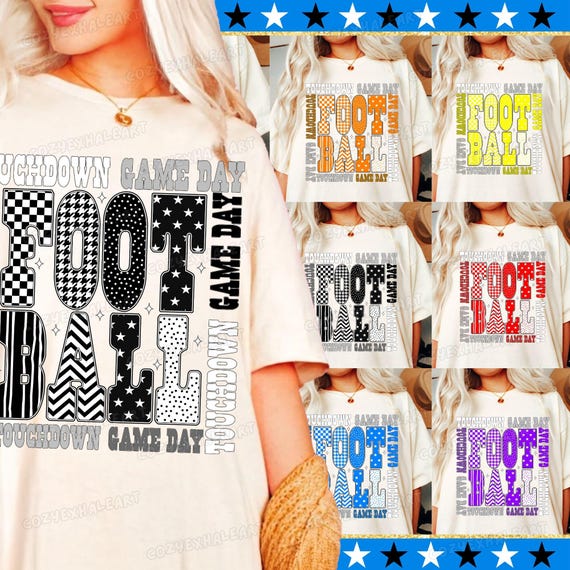 Game Day Football PNG Bundle: Leopard, Checkered, Bow Design (Digital Download)