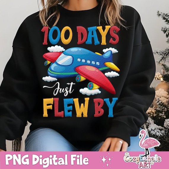 100th Day of School Airplane PNG: Teacher Student Design (Digital Download)
