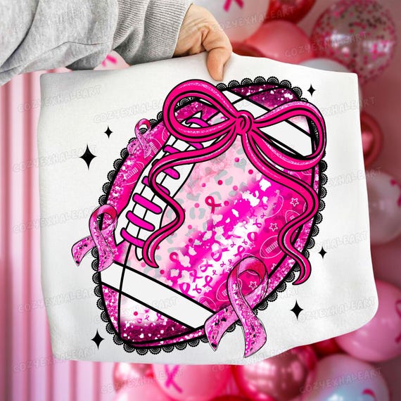 Pink Lace Football Breast Cancer Awareness Sublimation Design - Cheer Mom Shirt PNG Clipart
