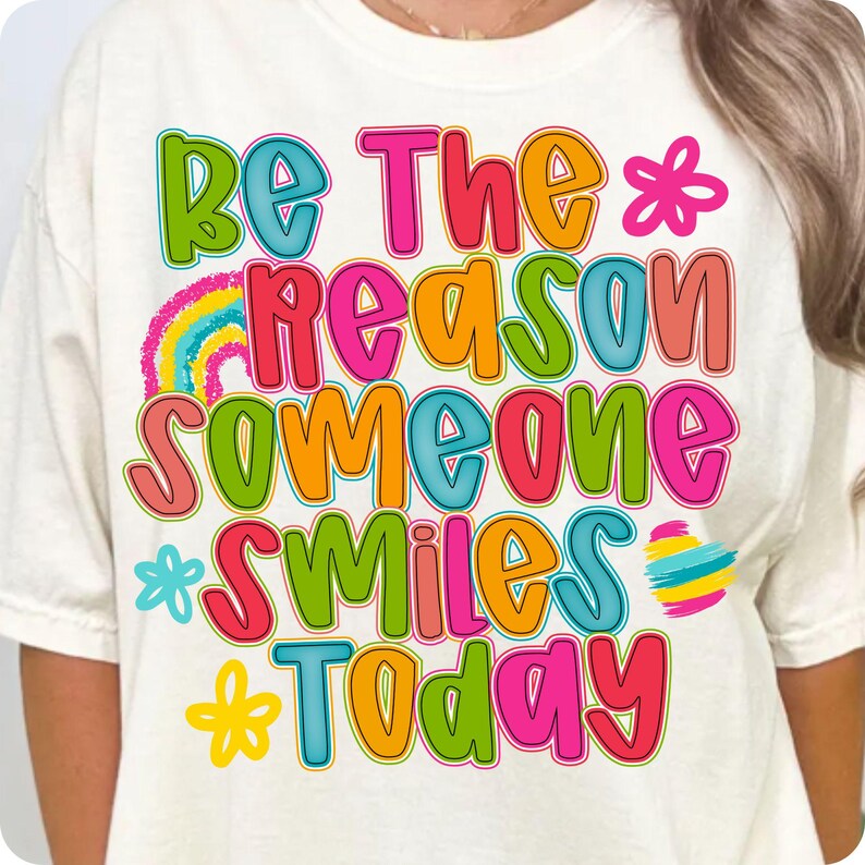 Spread joy with this “Be The Reason Someone Smiles Today” boho PNG! A floral hand-lettered design perfect for uplifting shirts, sublimation, DTF transfers, and promoting mental health and positivity all summer long.