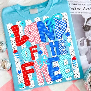 Land Of The Free Png Coquette Bow Patriotic Png 4th Of July Sublimation Design Retro USA Ditsy Floral Stripe Grandmillennial Png Digital File