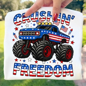 Monster Truck Crushin Freedom PNG 250 Years Of Freedom 1776 2026 USA 250th Anniversary Fourth of July Sublimation Design Digital Download