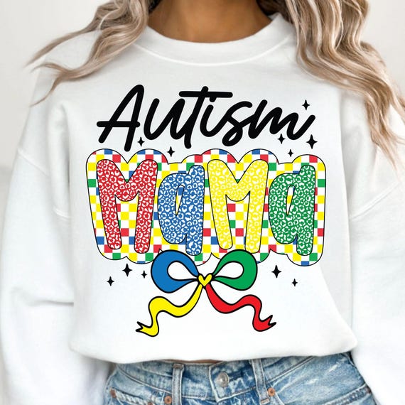 Autism Mama Coquette PNG: Awareness Checkered Bow Design (Digital Download)