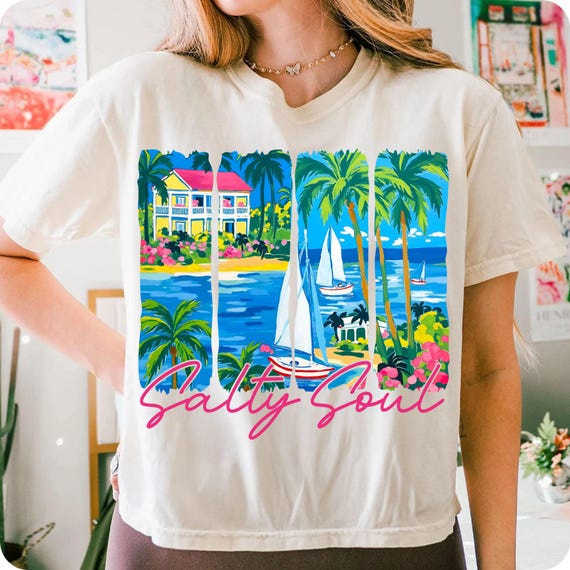 Salty Soul Summer PNG: Hot Pink Beach Design (Digital Download)