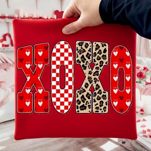 Preppy XOXO Valentine Glitter Png Mamma Leopard Rutigt Hjärta Kärlek Var Min Retro Penseldrag Kokett Kristen Jesus Vday Digital Konst bild 4
