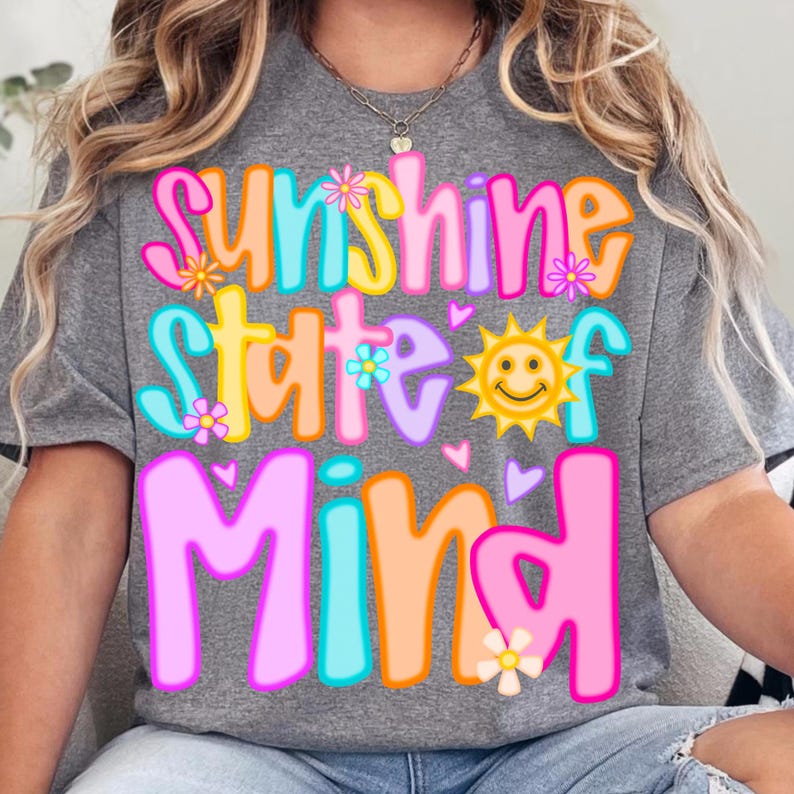 Close-up of Neon Sunshine State of Mind Sublimation PNG Design Details