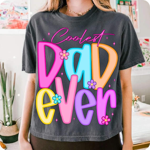 Coolest Dad Ever Retro PNG: Distressed Checker Father's Day Design (Digital Download
