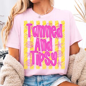 Gestreifter Sonnenschein Strandleben PNG Bundle Küsten Mädchen Reise Sublimation Design Sommer Shirt Marine Life Gebräunte Gestreifte PNG Neon Beach Vibes Bild 3