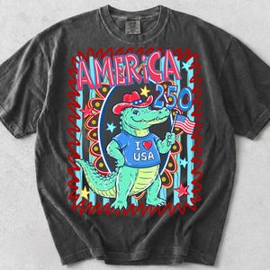 america 250 png, patriotic alligator, usa 250th anniversary, 4th of july gator, preppy patriotic, retro 1776 2026, usa 250 design, gator sublimation, funny patriotic png, semiquincentennial, independence day png, vintage usa graphic, trendy patriotic png
