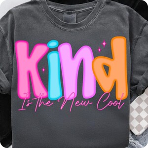 Preppy Kind Is The New Cool PNG, Retro Varsity Letters Digital Download, Checkerboard Flowers Boho Back to School PNG for Kids & Teachers