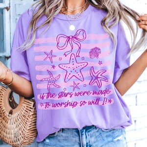 Gestreepte christelijke zomeraanbidding, png-bestand Als de sterren zijn gemaakt om te aanbidden, zal ik dat ook doen Preppy roze schelpen op geloof gebaseerd sublimatieontwerp afbeelding 12