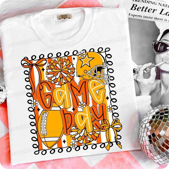 Preppy Football Mom Clipart: Coquette Cheerleader Spirit PNG for Game Day Sublimation