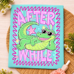 later gator png, after while png, preppy gator png, summer sublimation, retro gator png, striped animal png, girly summer png, crocodile png, dtf transfer design, preppy summer png, alligator png, matching shirt png, digital download