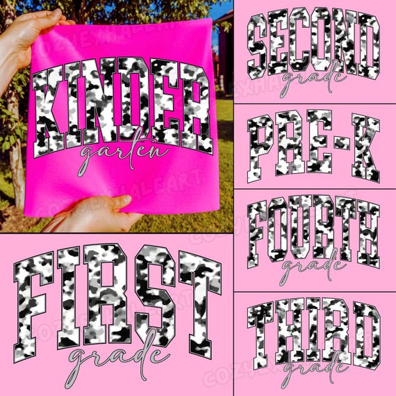 Retro Camo Back to School PNG Bundle: Boys' Sublimation Designs (Digital Download