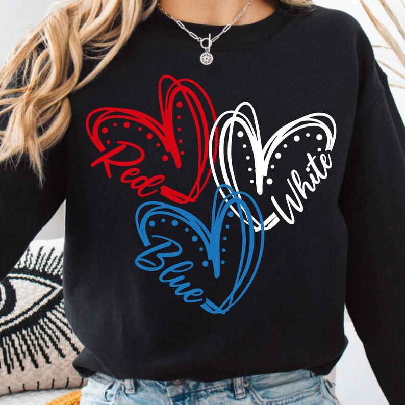 Red White Blue Heart SVG for Patriotic Sublimation