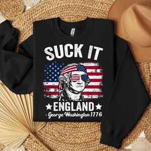Celebrate Independence Day with this hilarious Suck It England PNG! Featuring George Washington and a bold patriotic message, this design is perfect for 4th of July shirts, party gear, or sublimation projects. Whether it’s for a funny, tongue-in-cheek celebration or a bold statement of American pride, this high-quality PNG is ready for instant download. Create playful and patriotic designs that make your 4th of July unforgettable