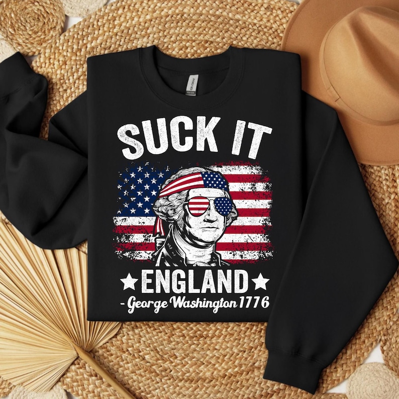 Celebrate Independence Day with this hilarious Suck It England PNG! Featuring George Washington and a bold patriotic message, this design is perfect for 4th of July shirts, party gear, or sublimation projects. Whether it’s for a funny, tongue-in-cheek celebration or a bold statement of American pride, this high-quality PNG is ready for instant download. Create playful and patriotic designs that make your 4th of July unforgettable
