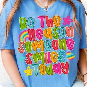 Spread joy with this “Be The Reason Someone Smiles Today” boho PNG! A floral hand-lettered design perfect for uplifting shirts, sublimation, DTF transfers, and promoting mental health and positivity all summer long.