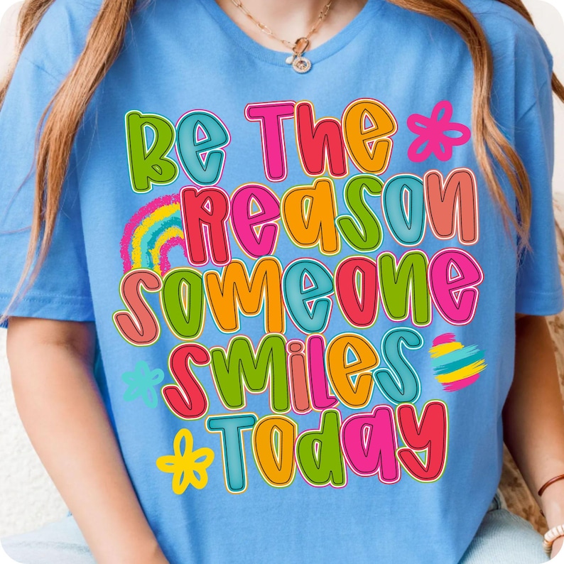 Spread joy with this “Be The Reason Someone Smiles Today” boho PNG! A floral hand-lettered design perfect for uplifting shirts, sublimation, DTF transfers, and promoting mental health and positivity all summer long.