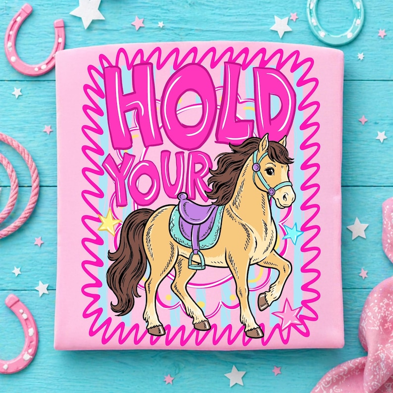 Pink Western horse sublimation design with