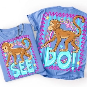 Monkey See Monkey Do PNG Bundle, Front Back Shirt Sublimation Design, Retro School Spirit Art, Preppy Teacher Student Classroom Graphics