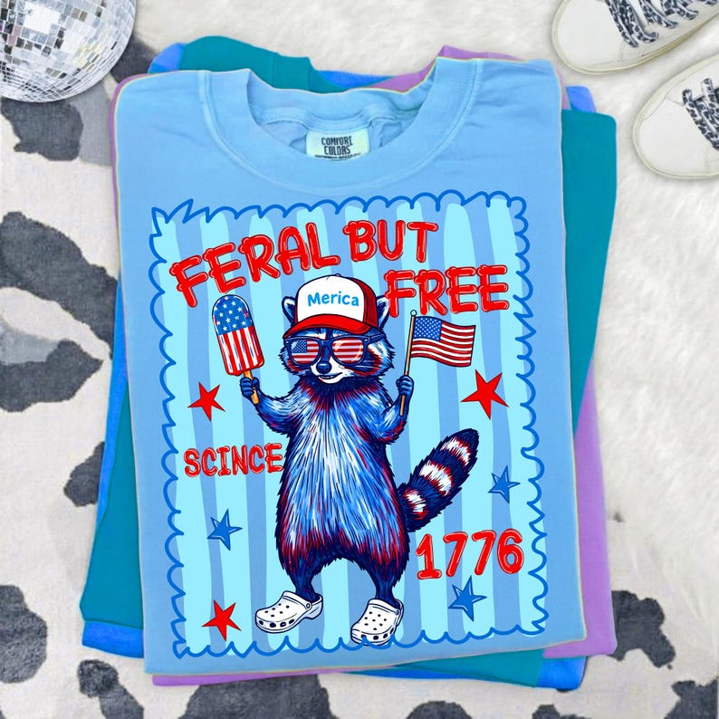 Retro Independence Day Trash Panda DTF Transfer Design