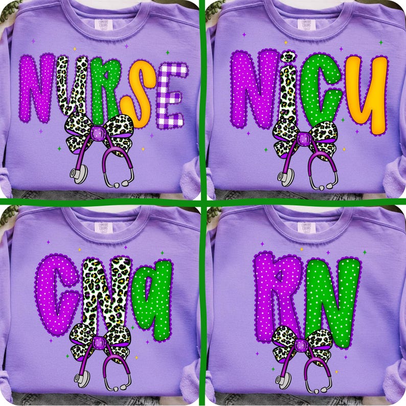 Nurse Mardi Gras PNG Bundle, Medical Carnival Sublimation File image 1