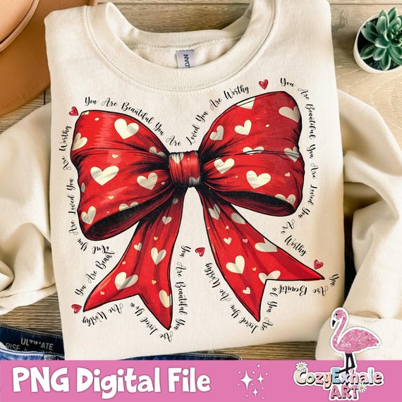 Valentine's Coquette Bow PNG: Retro Shirt Design (Digital Download)