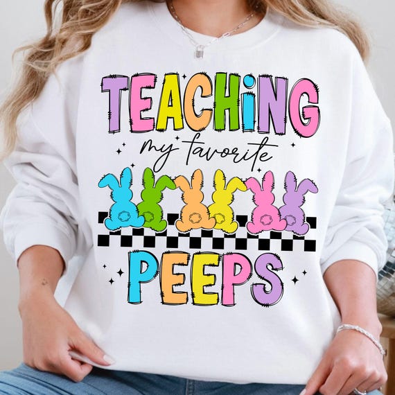Teacher Easter Shirt PNG: Bunny Peeps Design (Digital Download)