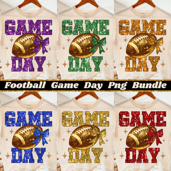 Coquette Football Mom PNG Bundle: Glitter Game Day Designs (Digital Download