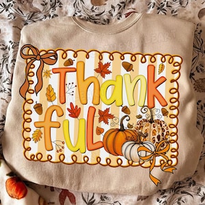Preppy Fall Pumpkin Bow Thanksgiving PNG Design: Digital Download for Shirts & Sublimation