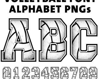 volleyball Font PNG Bundle, Varsity Letters Design, volleyball Team Alphabet, College Font PNG, volleyball Doodle Sublimation