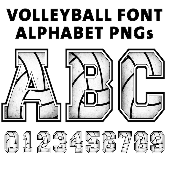 Volleyball Font PNG Bundle: Varsity Letters & Doodle Sublimation for Athletic Design Digital Download