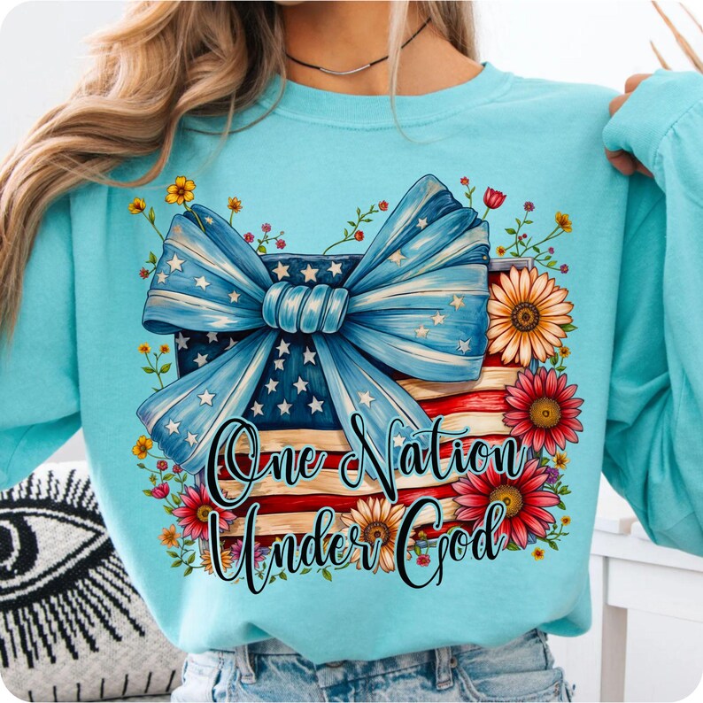 Close-up of the 'One Nation Under God' PNG design showcasing intricate details and vibrant colors.